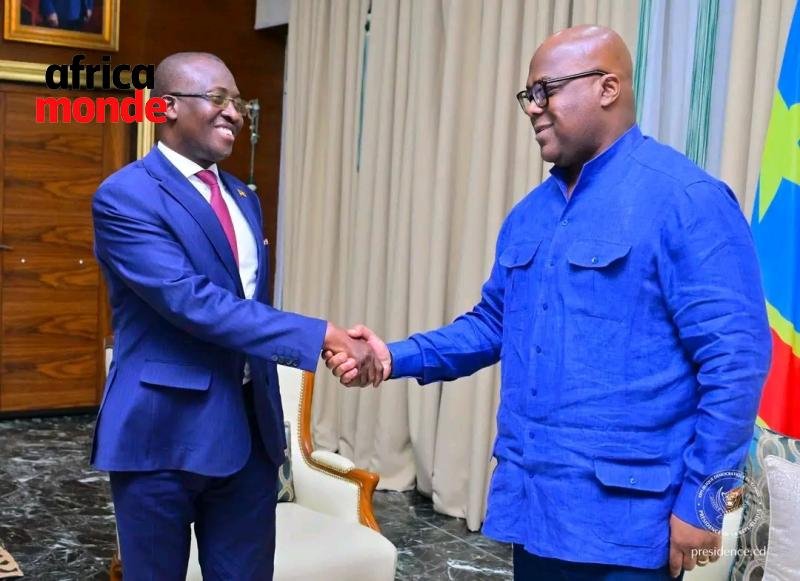 Président Felix TSHISEKEDI et M. John Mulimba, ministre délégué ougandais