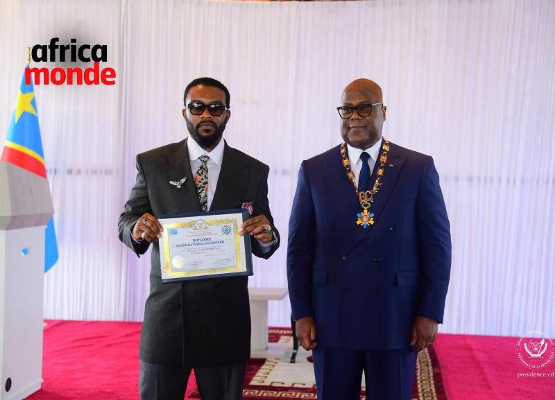 Le président Félix TSHISEKEDI et l'artiste musicien Fally 