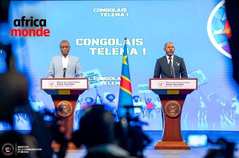 le ministre de la Communication et Médias, Patrick Muyaya, le ministre de la Santé publique, Samuel Roger Kamba
