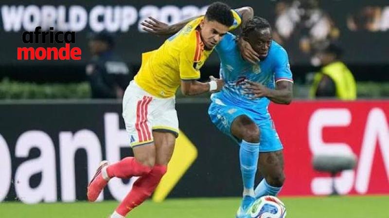 Les joueurs sur l'aire de jeu , RDC et la Colombie 