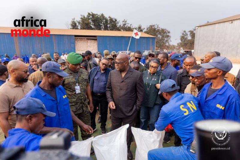 Le Président de la République, Felix TSHISEKEDI lors dela visite d'inspection stratégique au pôle agro-industriel de Kaniama-Kasese