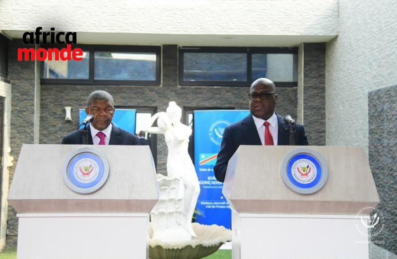 Le Président de la République démocratique du Congo, Félix-Antoine Tshisekedi Tshilombo, et son homologue angolais João Manuel Gonçalves Lourenço