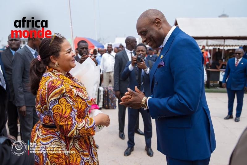 La ministre Thérèse Kayikwamba Wagner, lors de son arrivée au Congo Brazzaville 