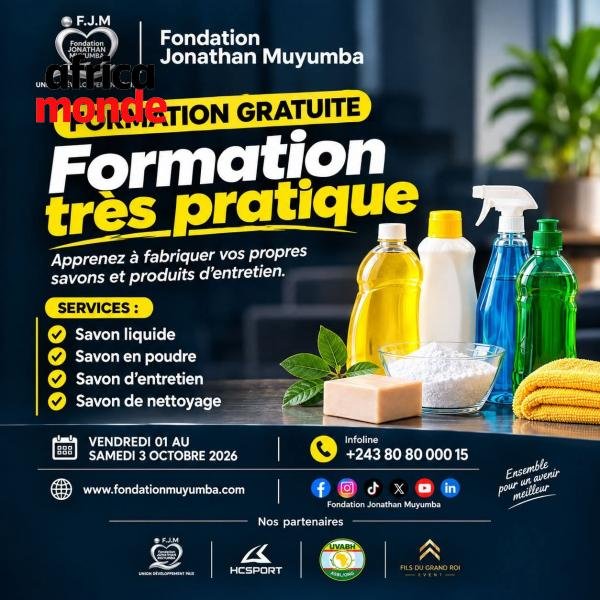 Formation pratique et gratuite consacrée à la fabrication des savons et produits d’entretien.