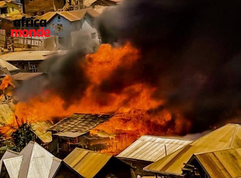 L'incendie dans la ville de Bukavu